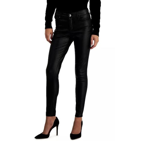 INC International Concepts Womens Mid-Rise Coated Skinny Jeans in Black 8/29 $70 - Picture 1 of 8